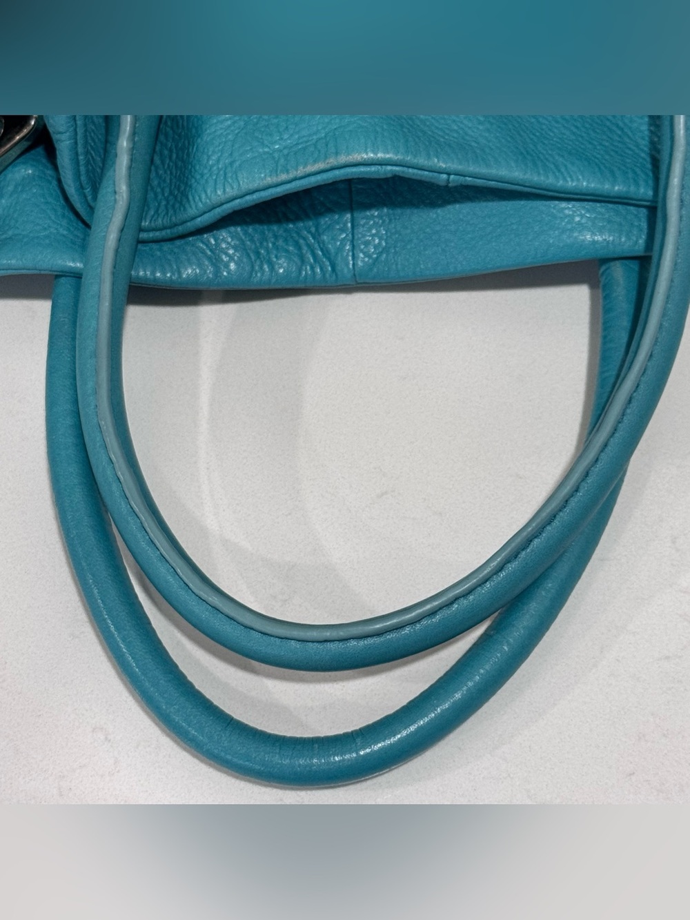 Marc by Marc Jacobs Classic Q Drawstring Leather Hobo Satchel Purse – Teal - Picture 9 of 16